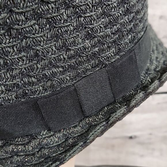 🐞Apt 9 Black/Dark Gray Flat Bow Trimmed Fedora Hat - Picture 5 of 9